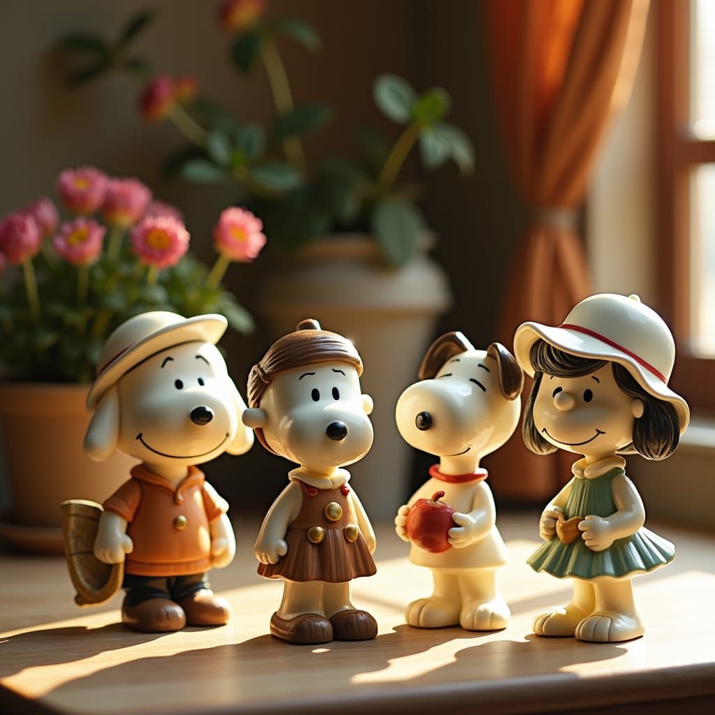 Nostalgic Porcelain Peanuts Figurines Still Life