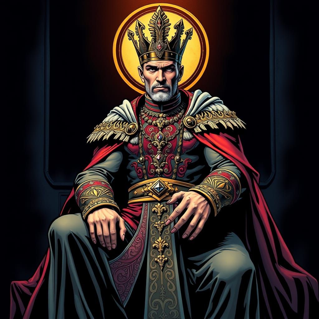 Powerful Regal Figure in Comic Book Art Style