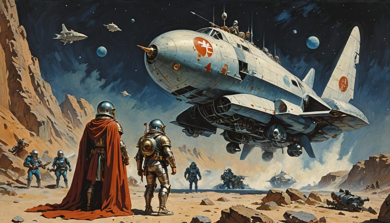 Retrofuturistic Roman Legionary in Space, Pulp Sci-Fi Art