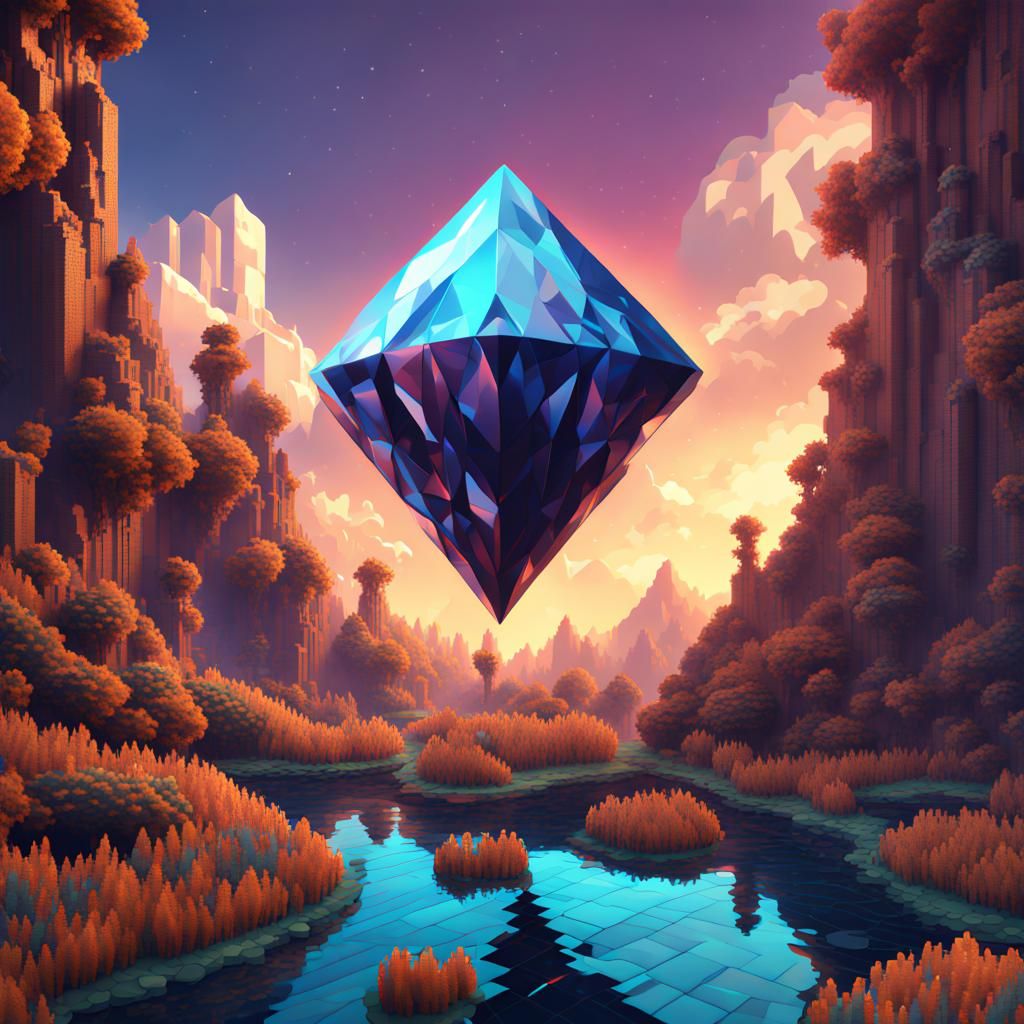 32-Bit Pixel Art Diamond in Detailed Style