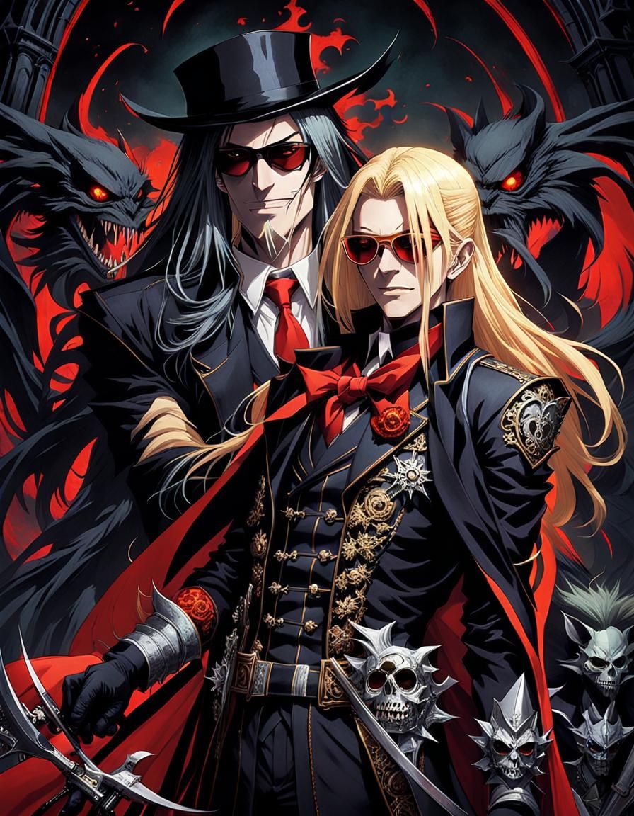 Alucard and Integra in Macabre Gothic Art