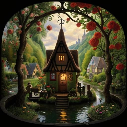 Enchanting Miniature German Village in Art Nouveau Style