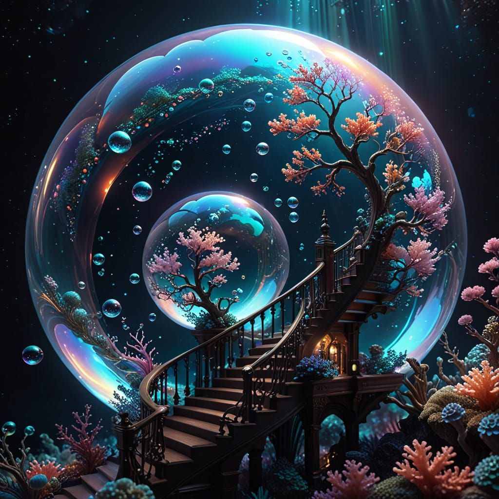 Iridescent Bubble City: Hyperrealistic Digital Art