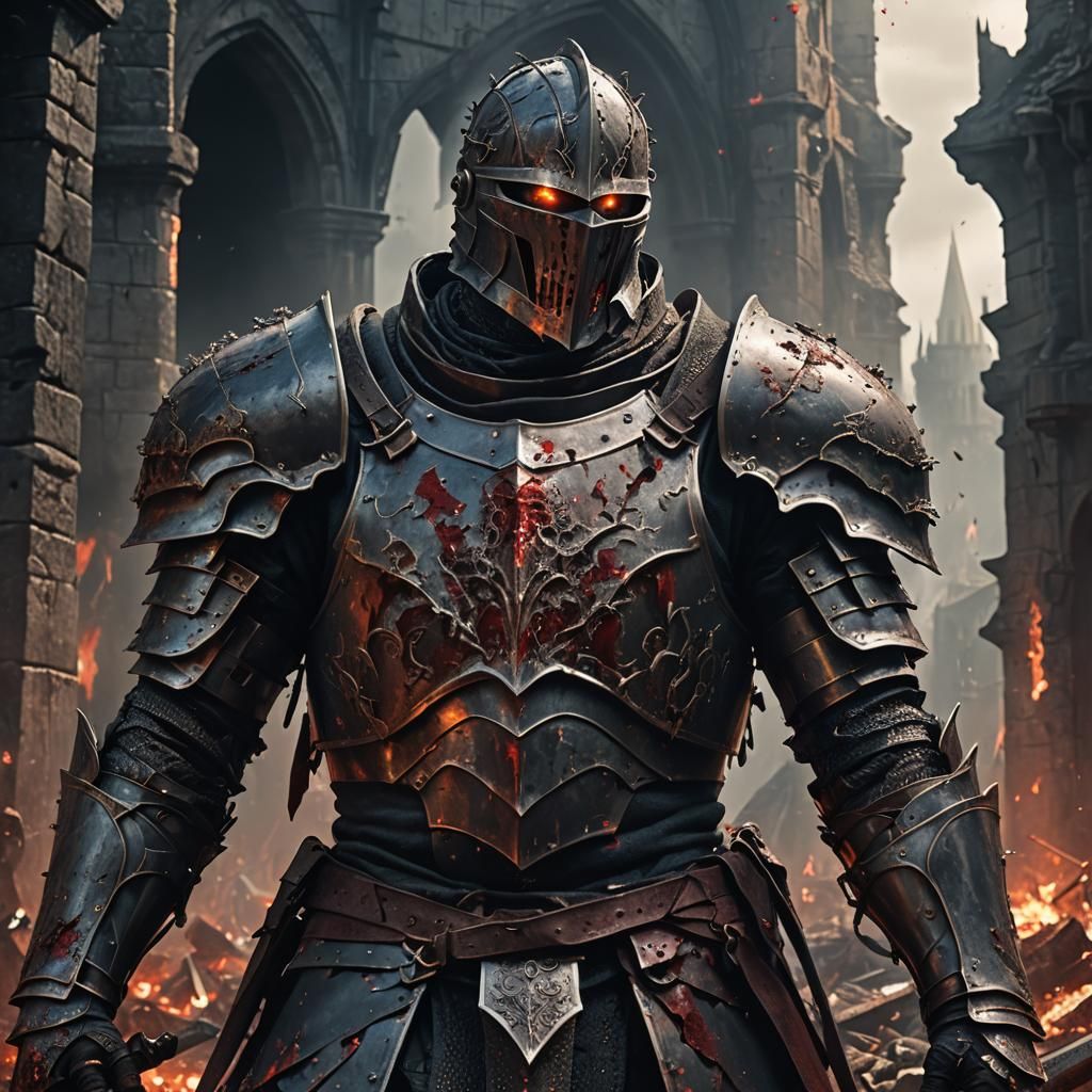 Maimed Knight's Rage: Dark Fantasy Portrait