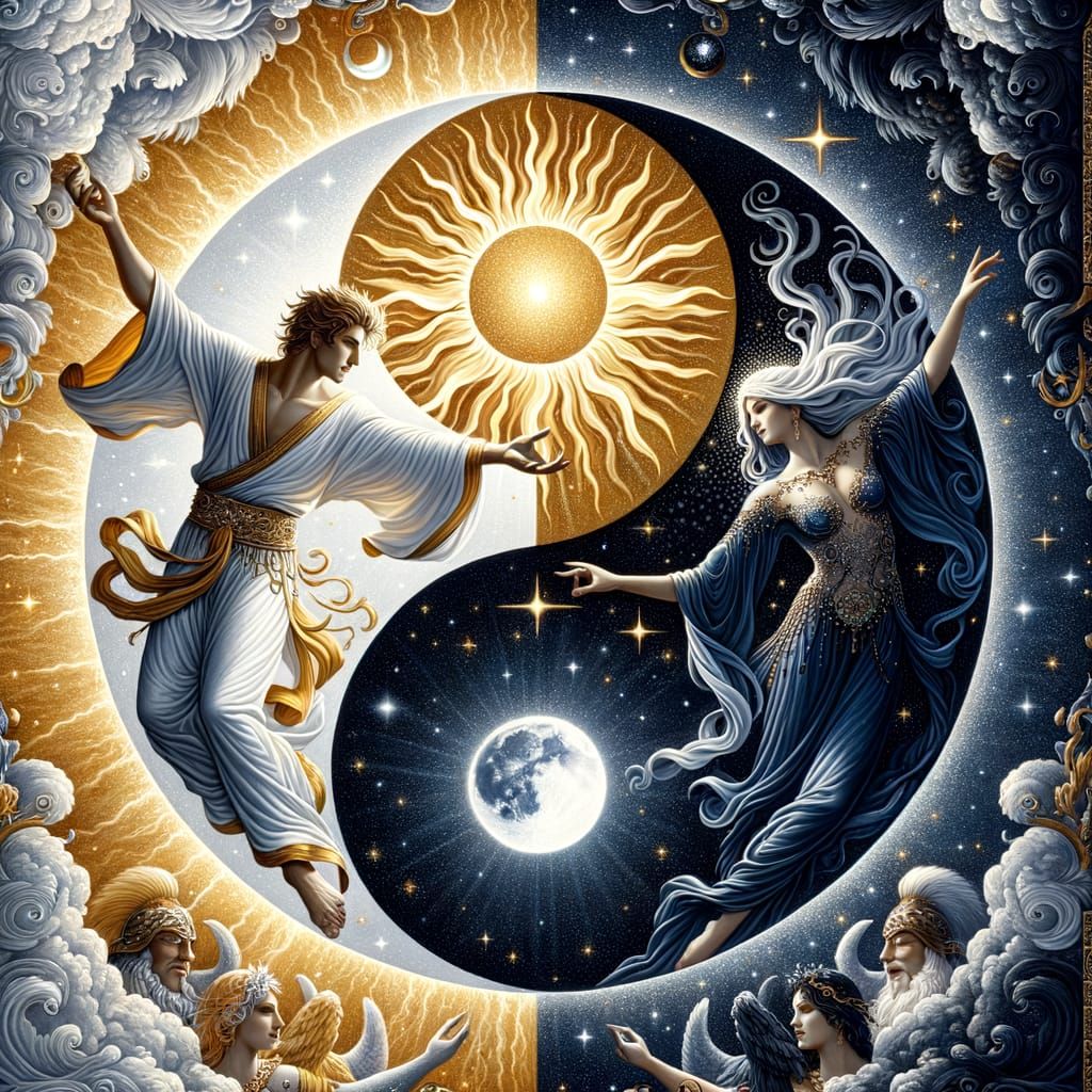 Yin Yang: Apollo and Artemis, Inseparable Balance of Twins and The Sun and Moon