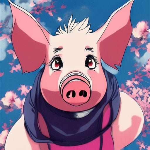 Anime Style Pig Illustration