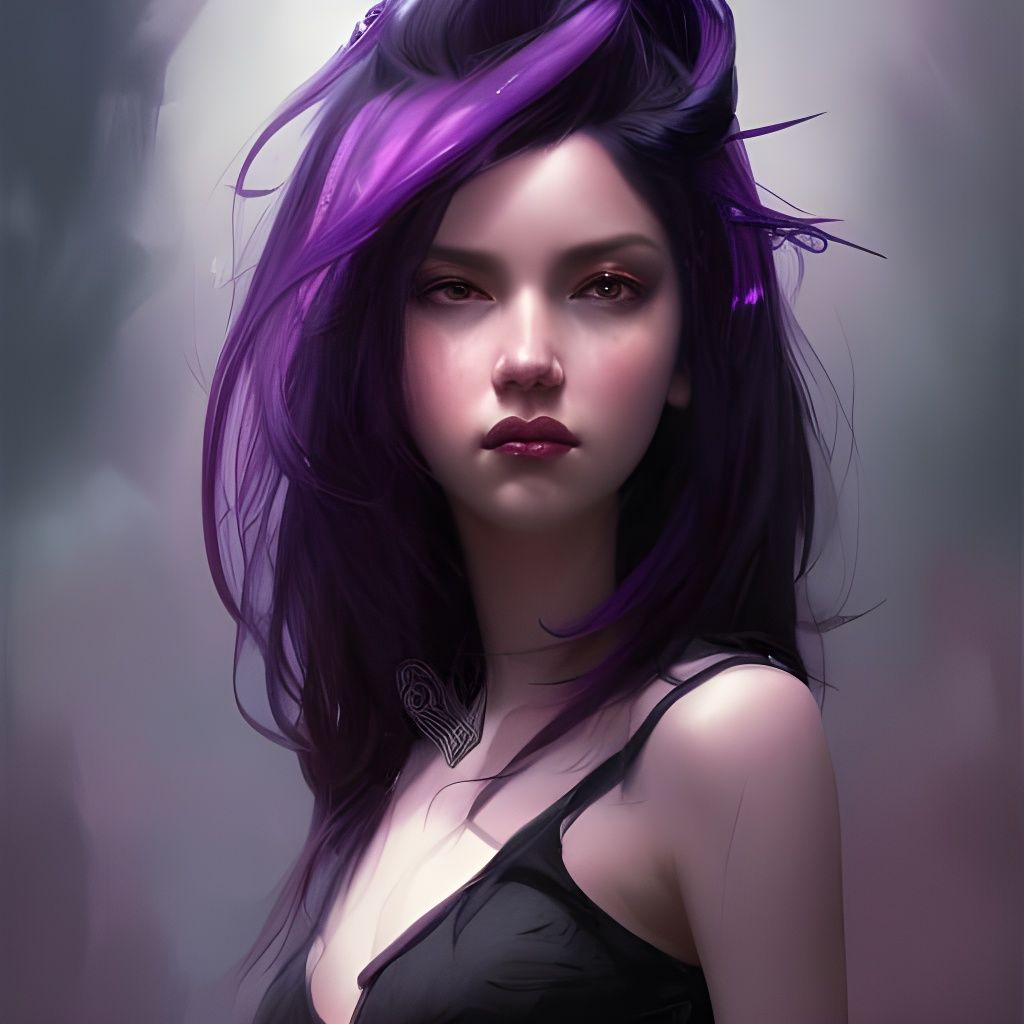 Aetherpunk Princess Portrait with Purple Details