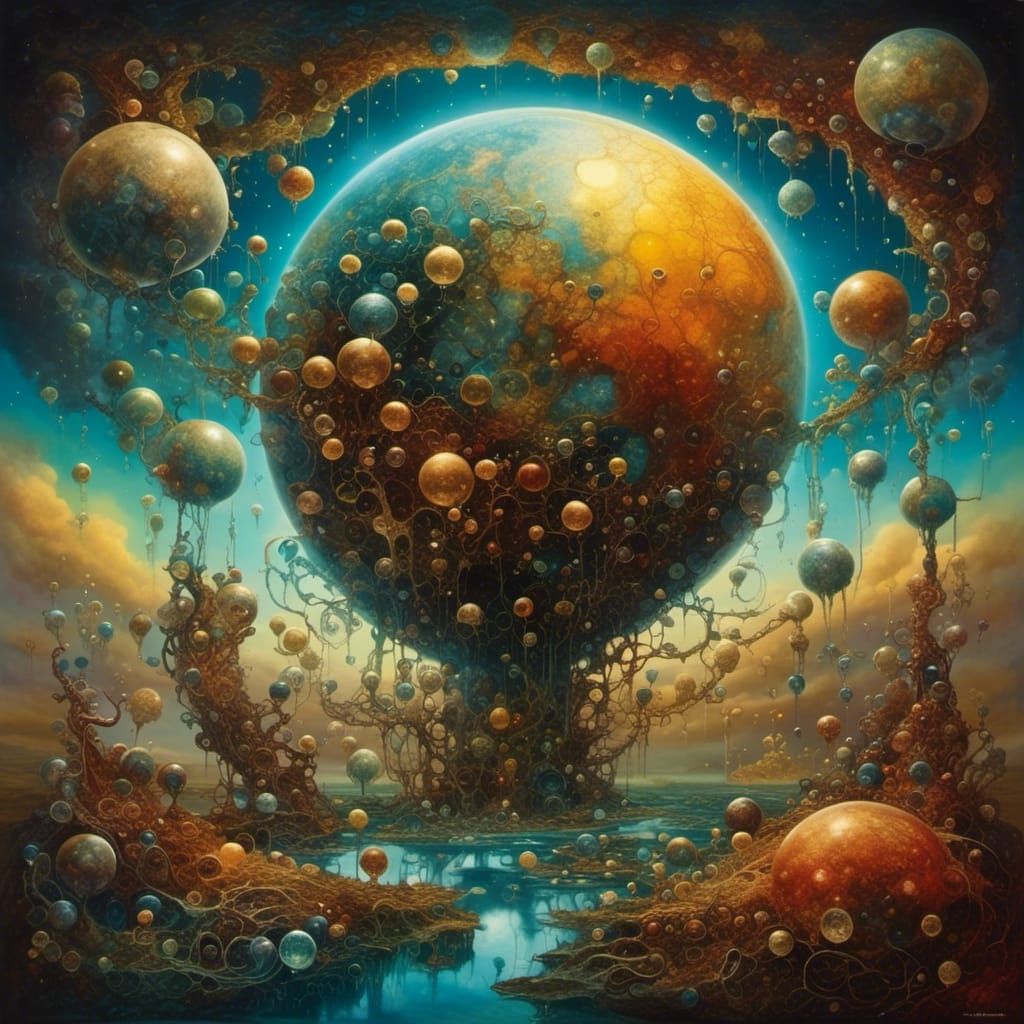 Ethereal Sun in Dark Surrealism Style