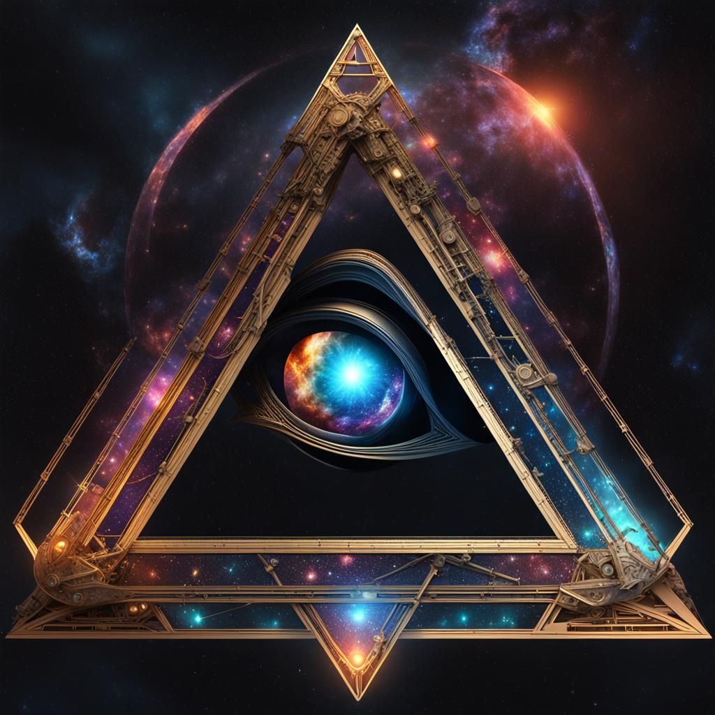 Eye in Impossible Triangle, Non-Euclidean Cosmos