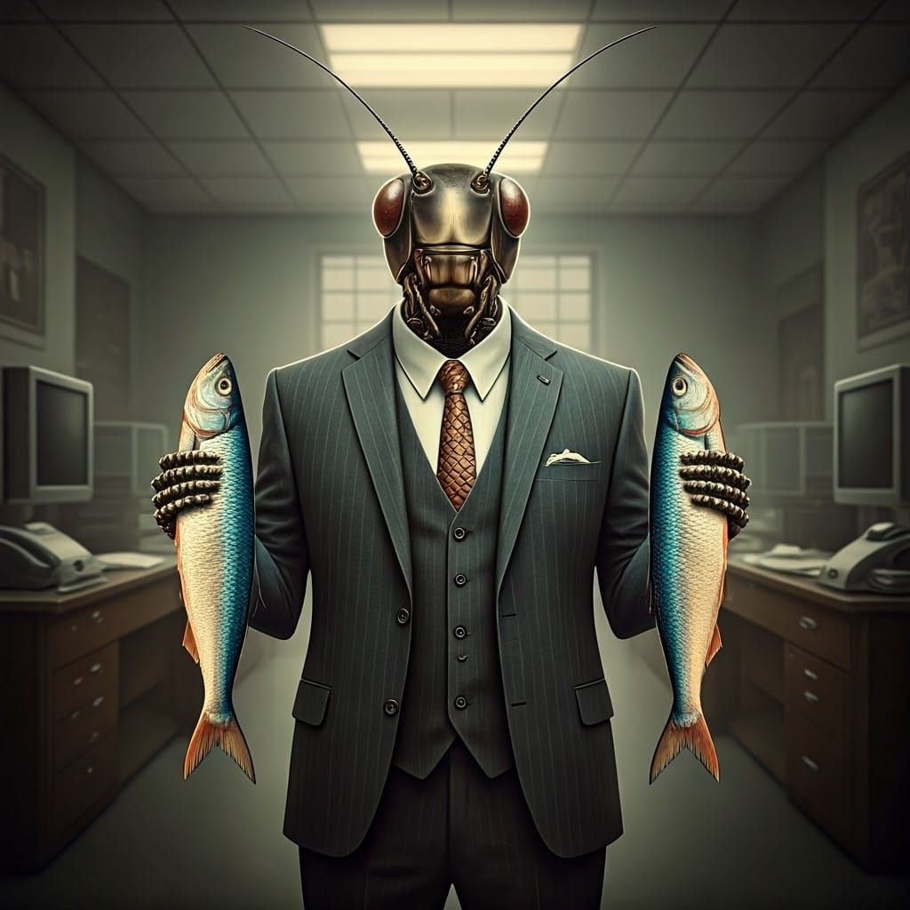 Mechanical Cricket Boss in Retro Office