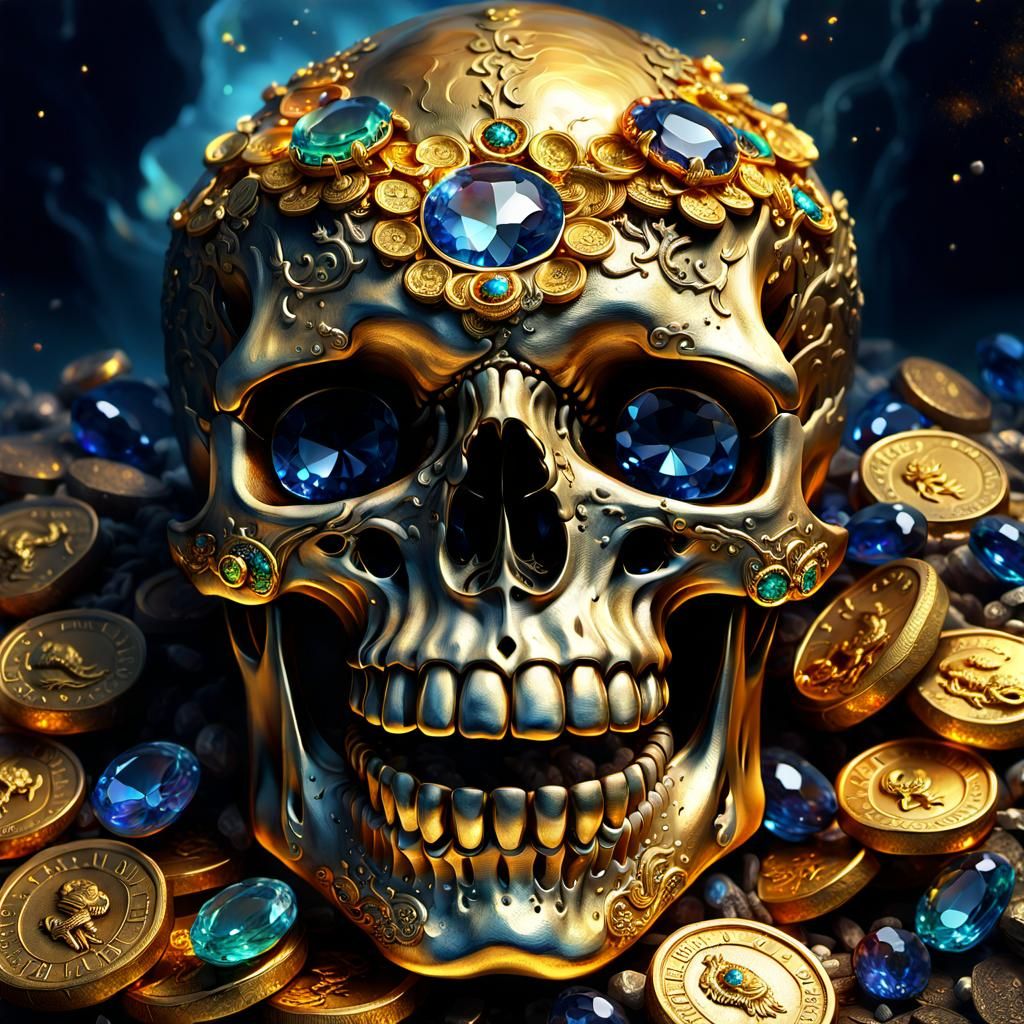 Gustave Doré Style Skull on Treasure Trove