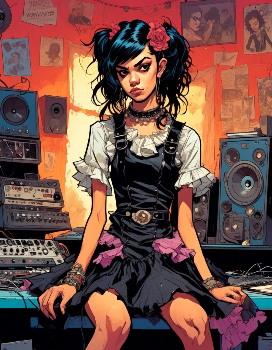 Amusing Comic Portrait of a Surly Punk Teen