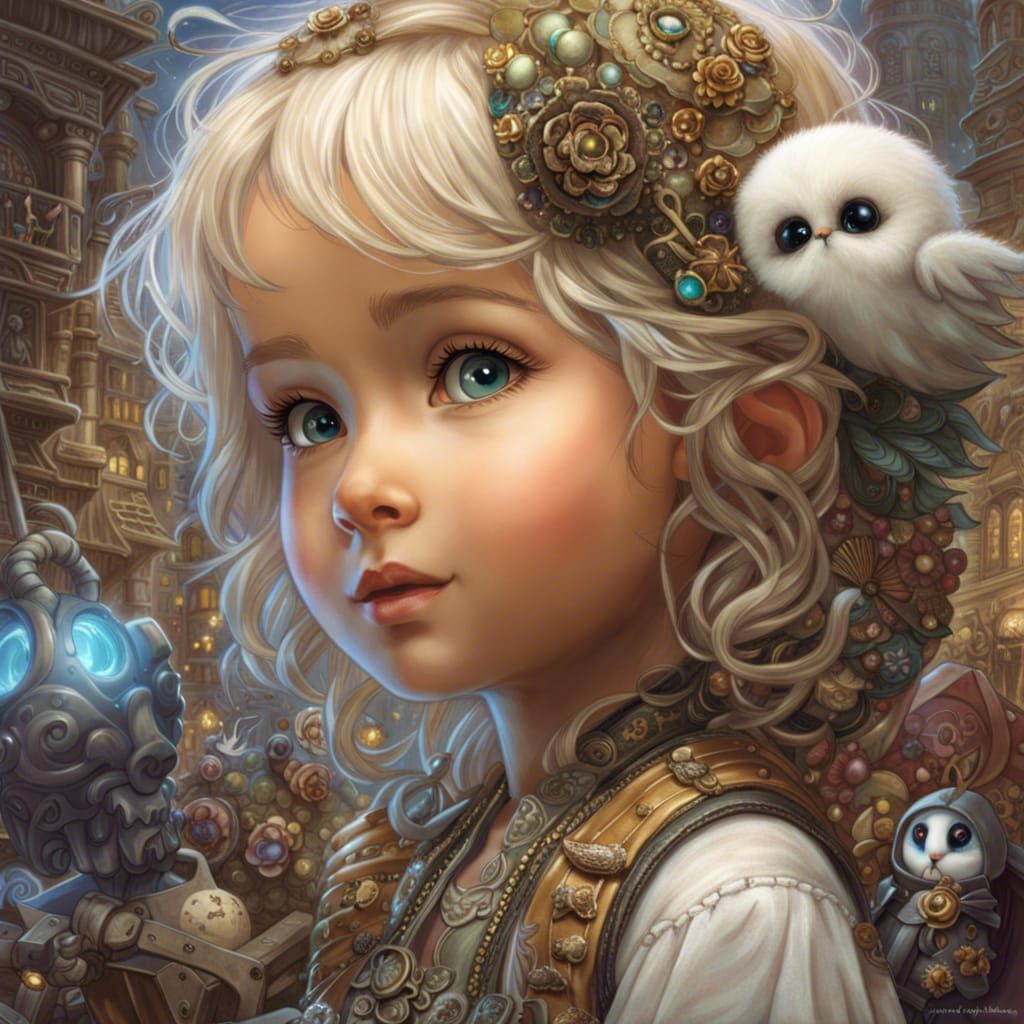 Chibi Character Selfie with Casper in Hyperdetailed Scene
