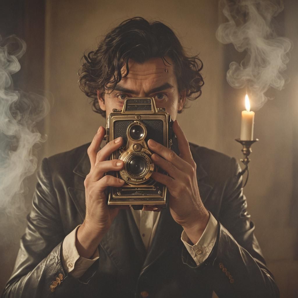 Surrealist Photo of Antique Camera in Golden Hour