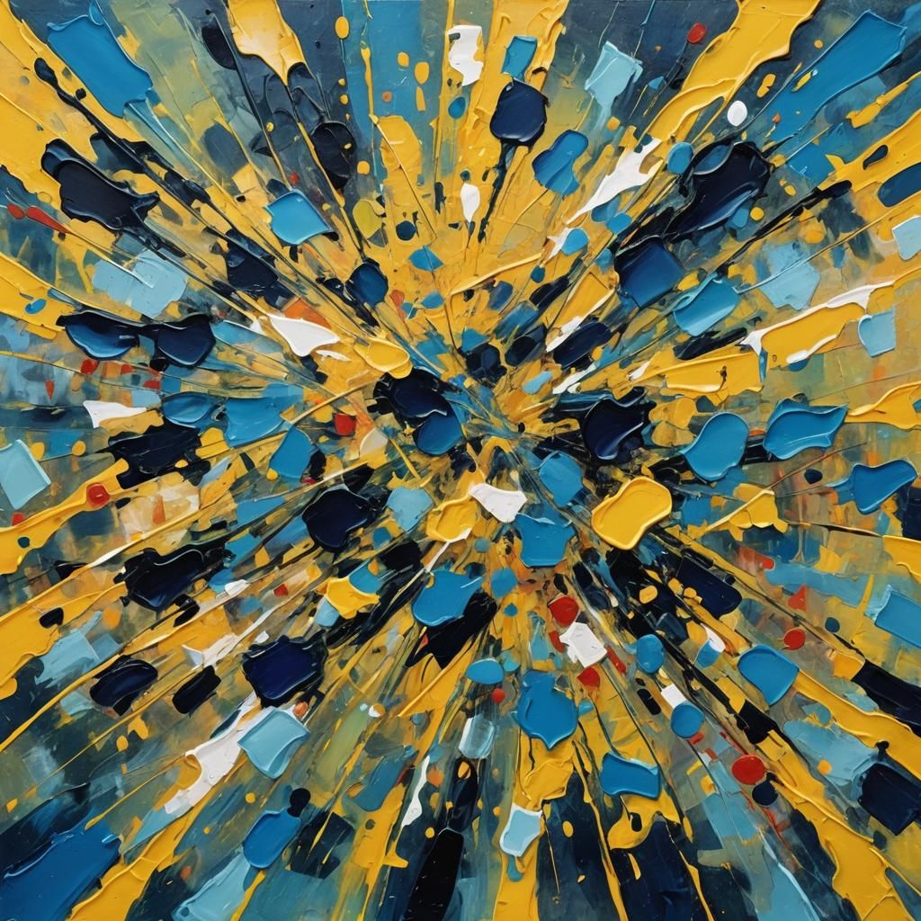 Abstract Expressionist Painting with Symmetric Shapes