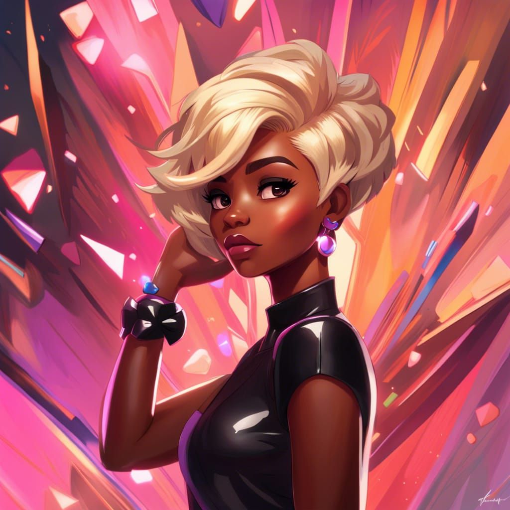 Stylish Anime Woman with Pixie Cut, 2D CG Art