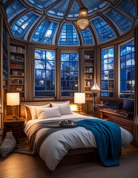 Rococo Bedroom with Starry Night View