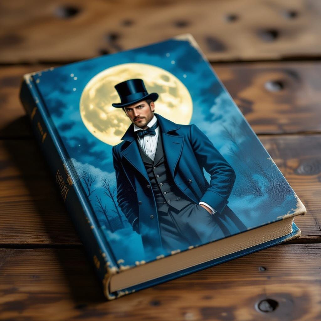 Victorian Man Portrait on Blue Book Cover