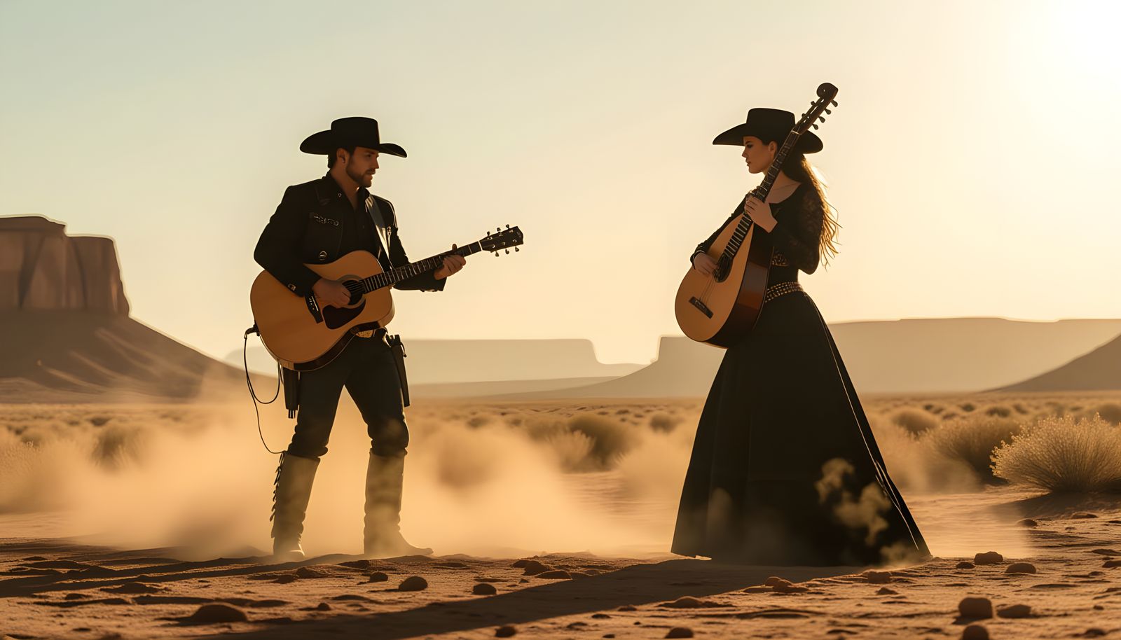 Western Standoff: Guitar vs Lute at High Noon