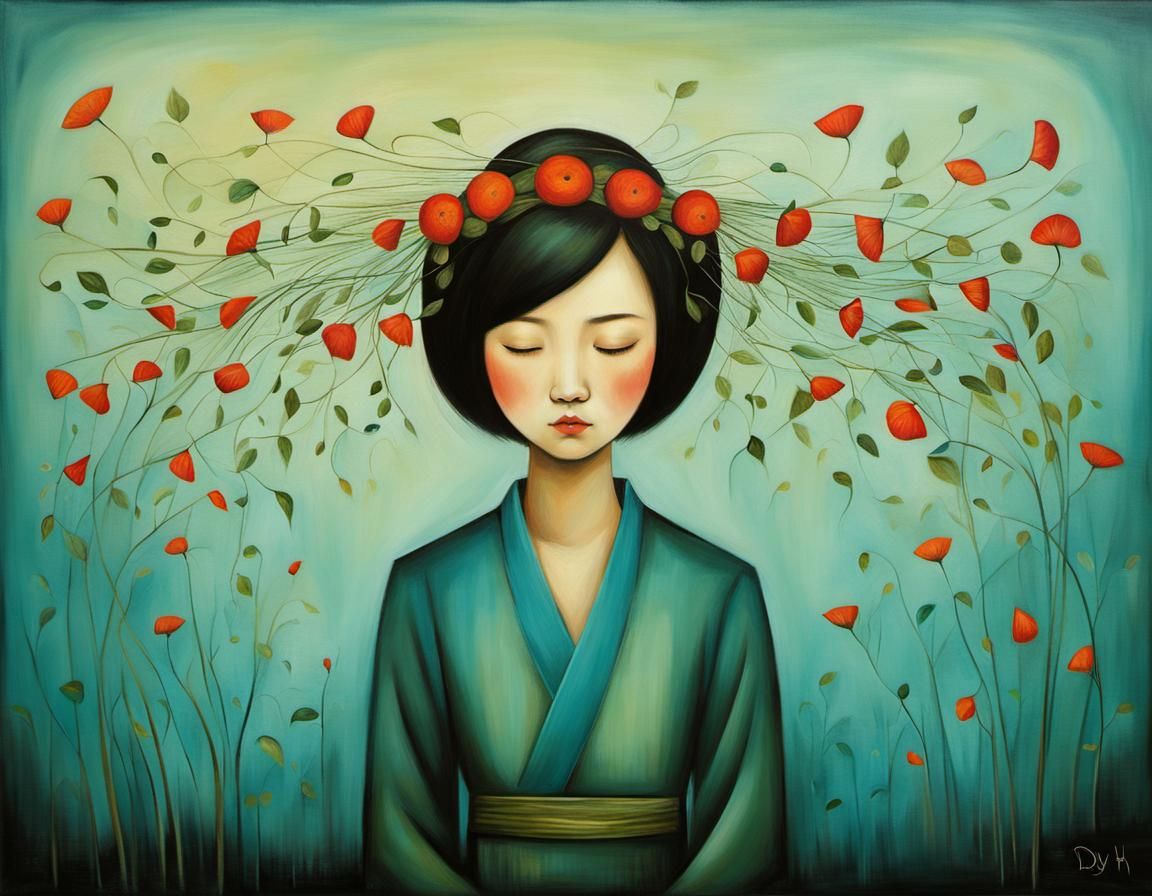 Dreamlike Portrait in Watercolor Style