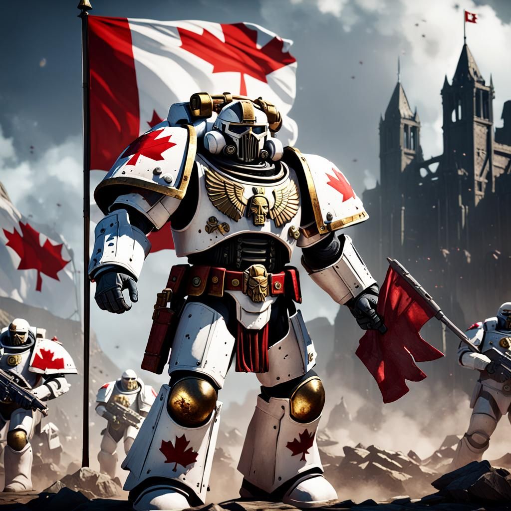 Warhammer 40K Space Marine with Canadian Flag