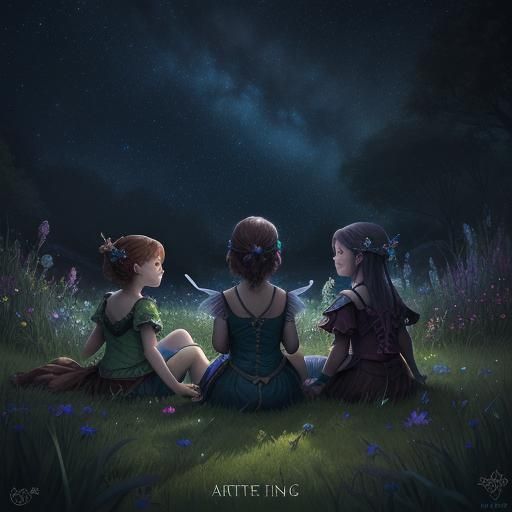 Fairies Under a Starry Night Sky