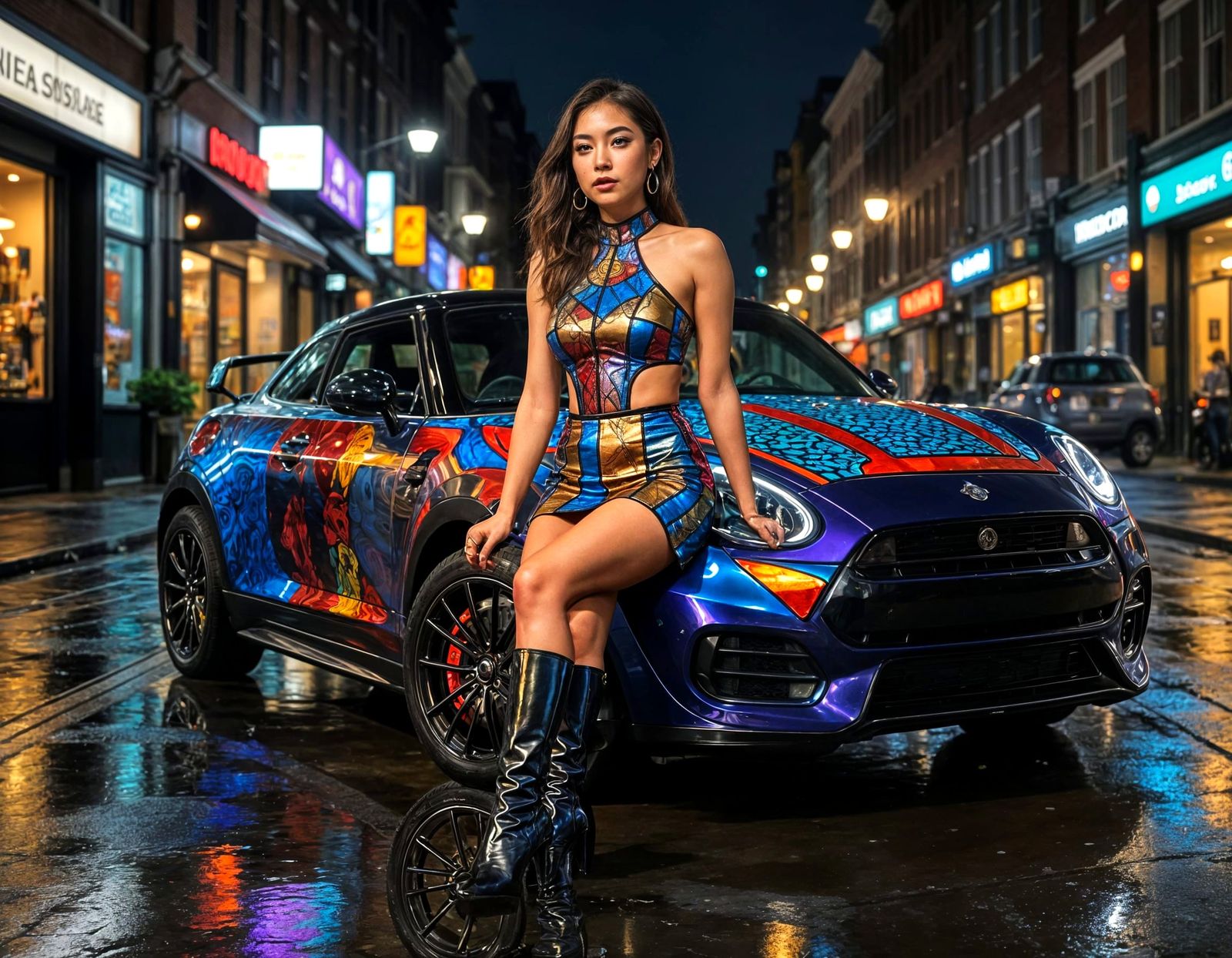 Stunning Asian Model in Stained Glass Fashion