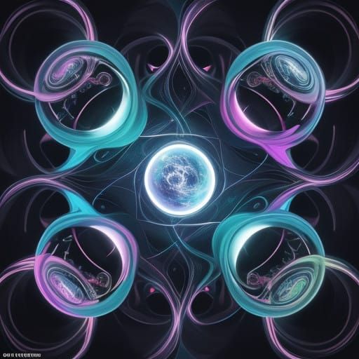 Surreal Dreamscape with Three Glowing Orbs