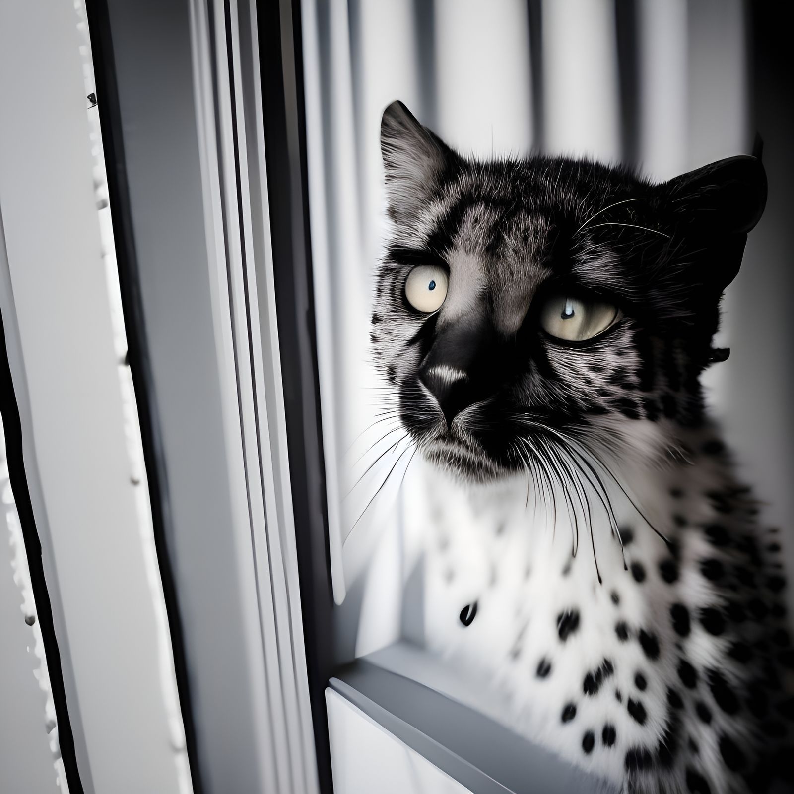 Black Cat in White Hat Gazing at Starry Night