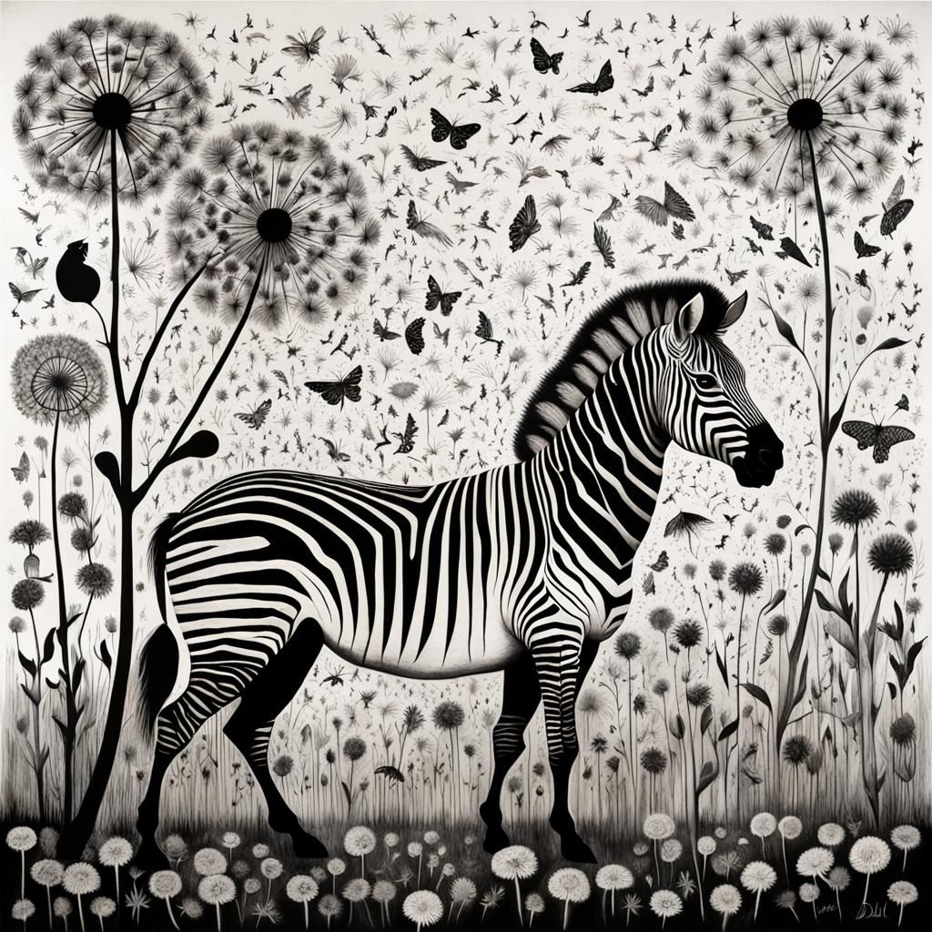 Winged Zebra Wishes in Surreal Dreamscape