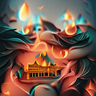 Fiery Palace Digital Illustration