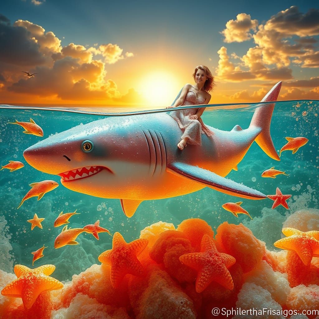 Soda Ocean Dreamscape with Gummy Candy Dolphins