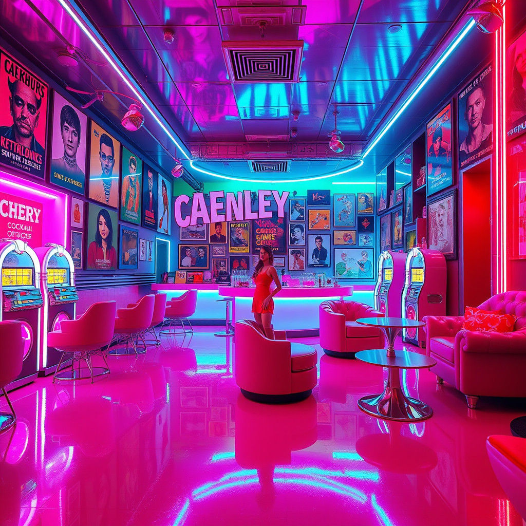 Vibrant Nightclub Interior in Detailed Matte Painting Style
