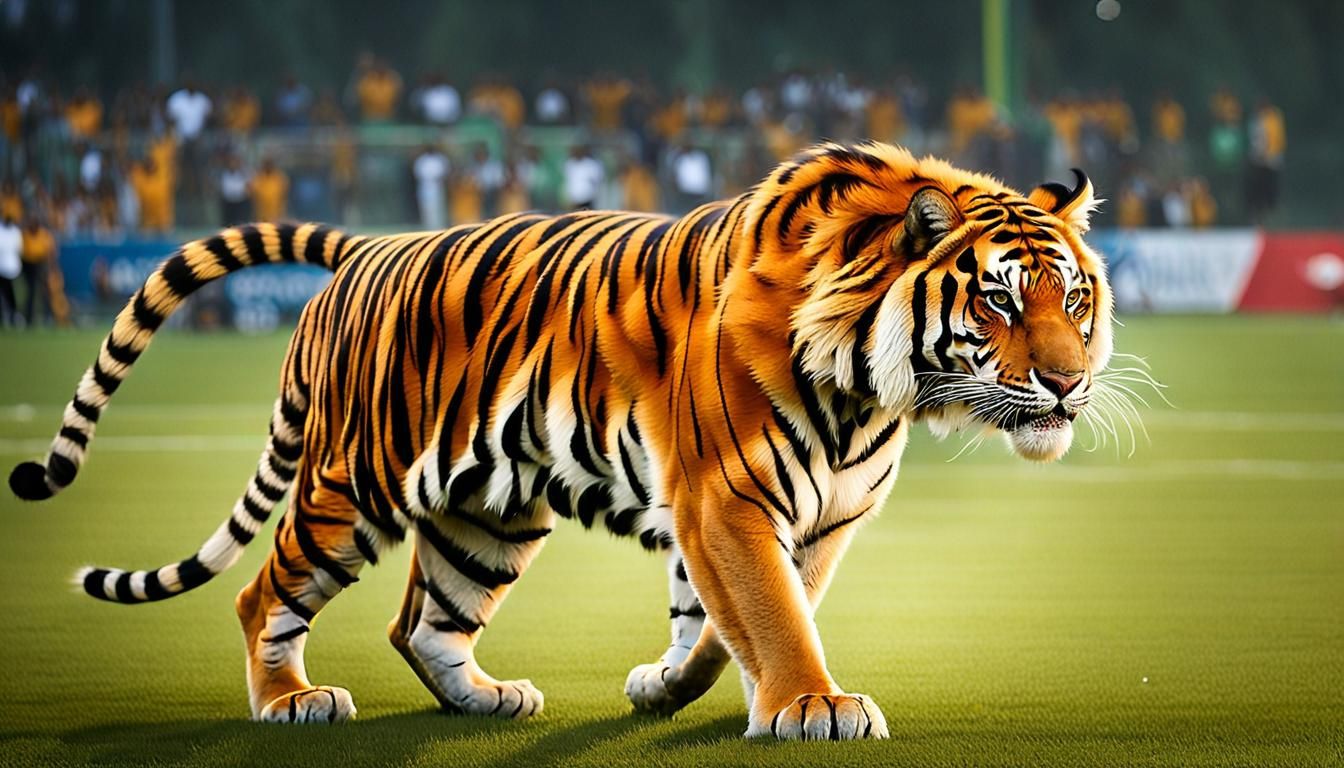 Bengal Tiger Prowls Football Field in 4k