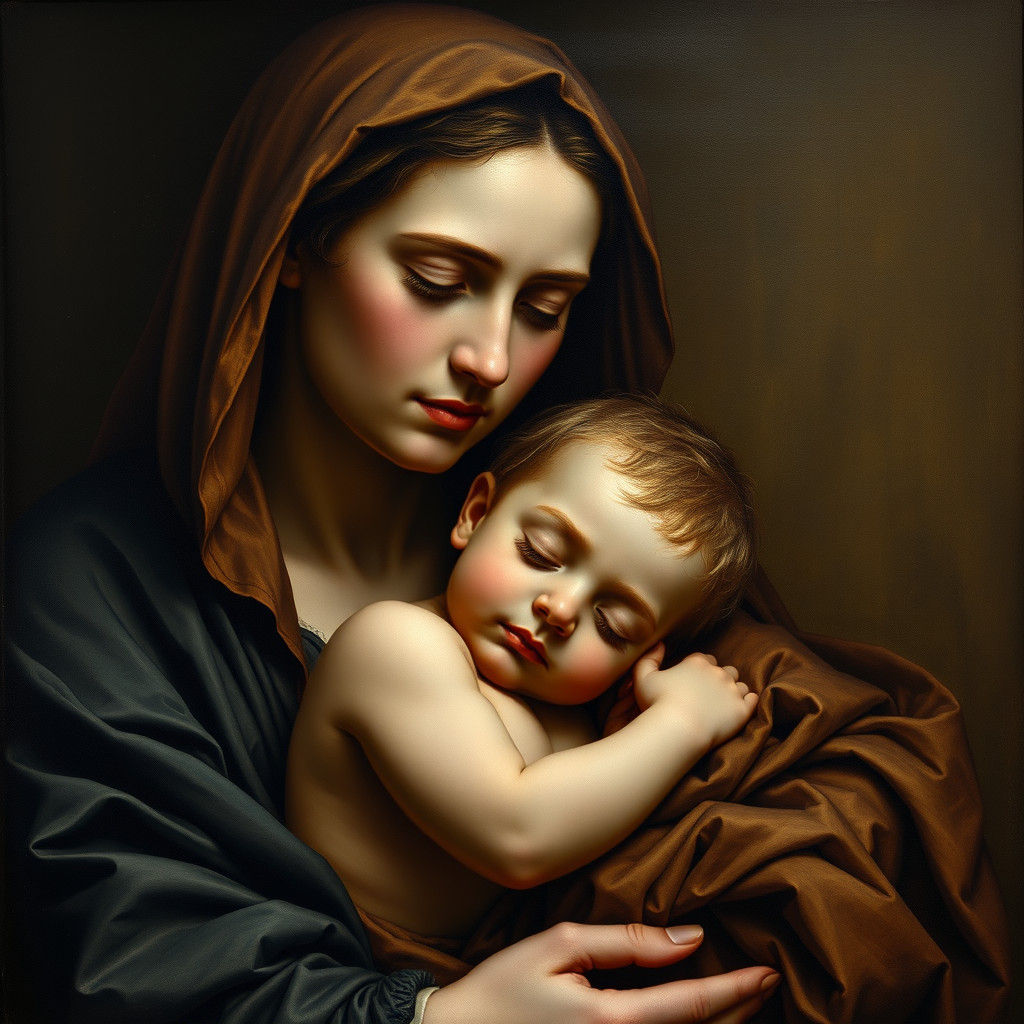 Madonna and Child: Baroque-Style Oil Painting