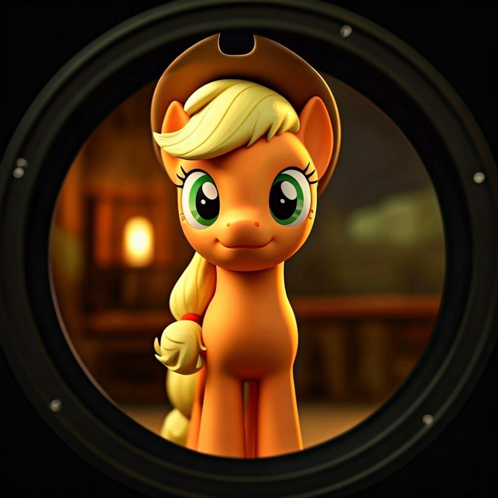 Whimsical Claymation Portrait of Applejack in Golden Light