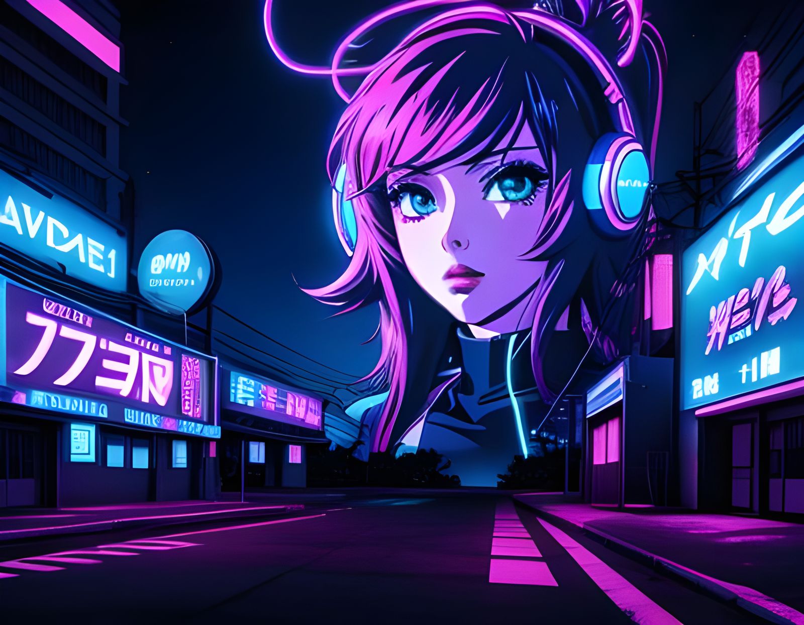 Anime Synthwave Neon Retro Scene