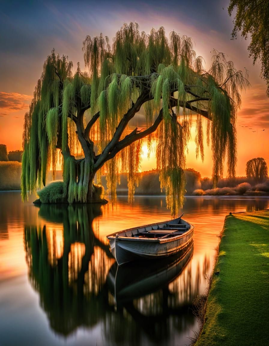 Ethereal Lake Scene in Fantasy Art Style