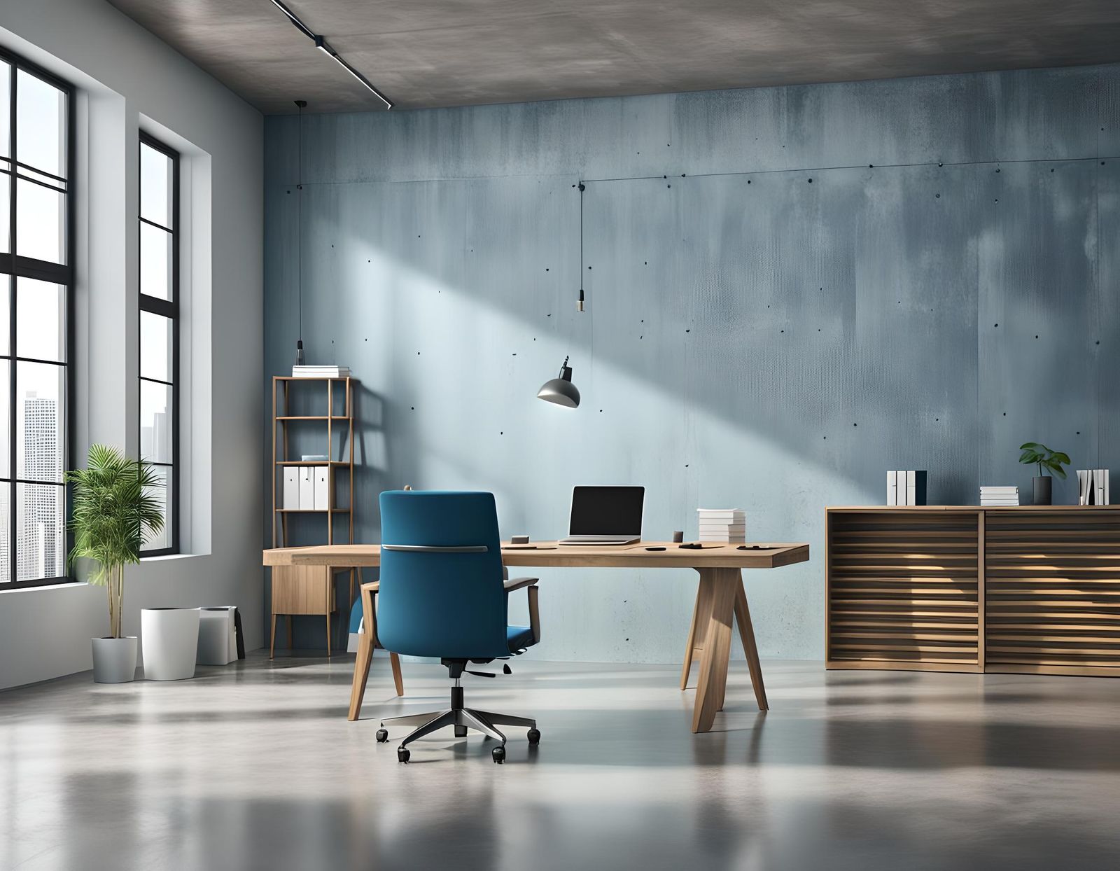 Modern Office Interior in 3D Rendering