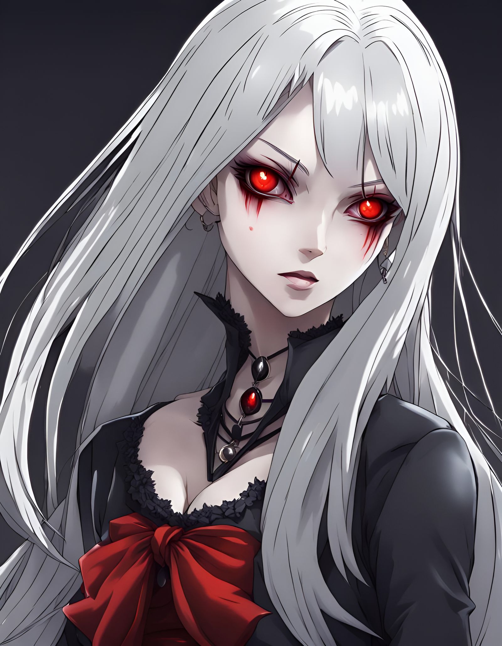 Beautiful Vampire Woman in Anime Manga Style