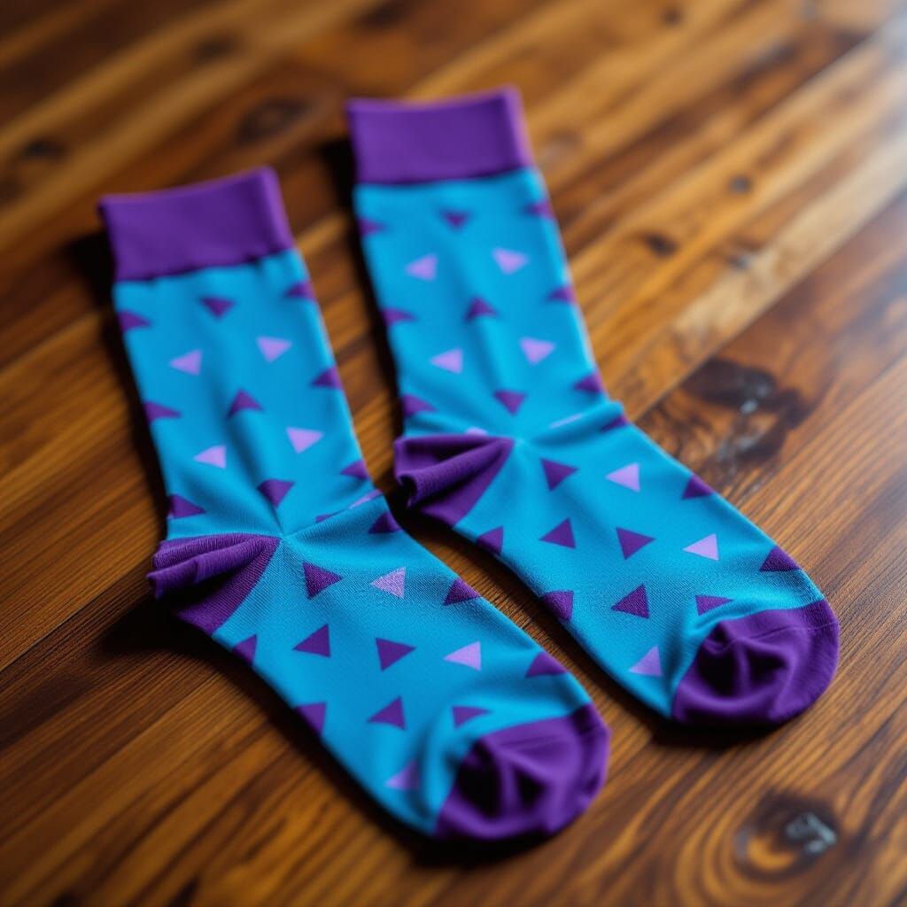 Geometric Purple Triangle Sock Design