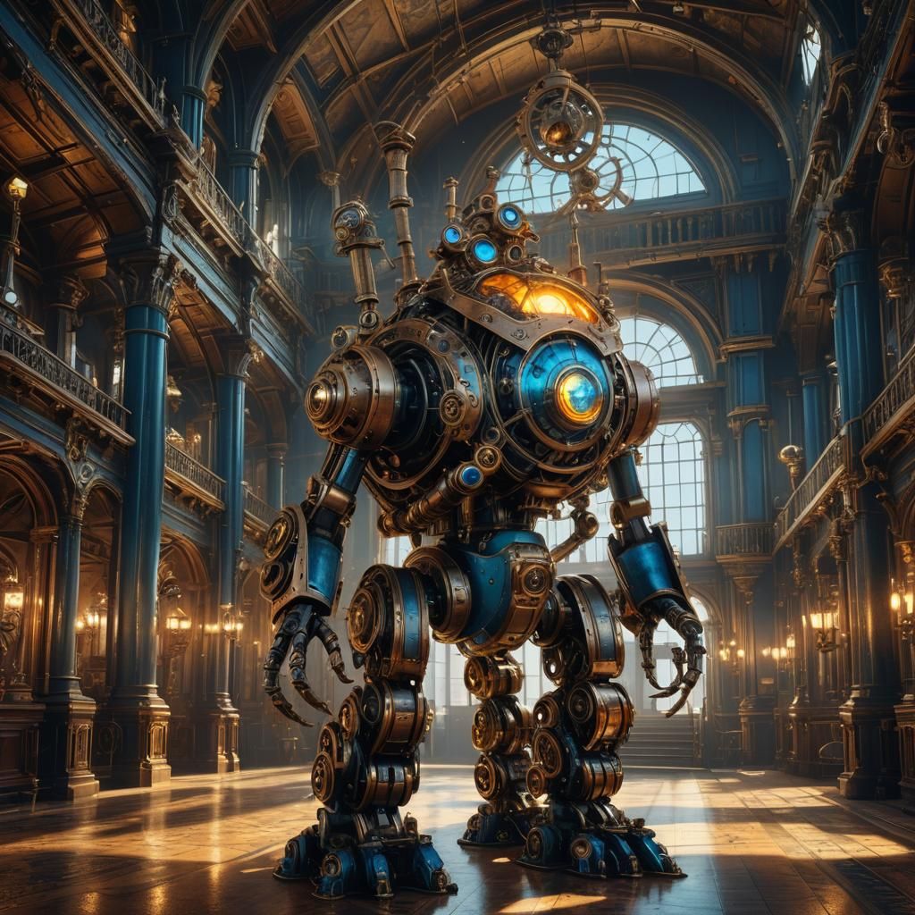 Steampunk Mechanical Creature in Victorian Palace