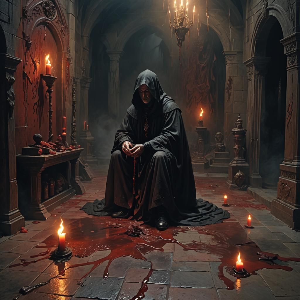 Blood Tears in Dark Mystical Chamber