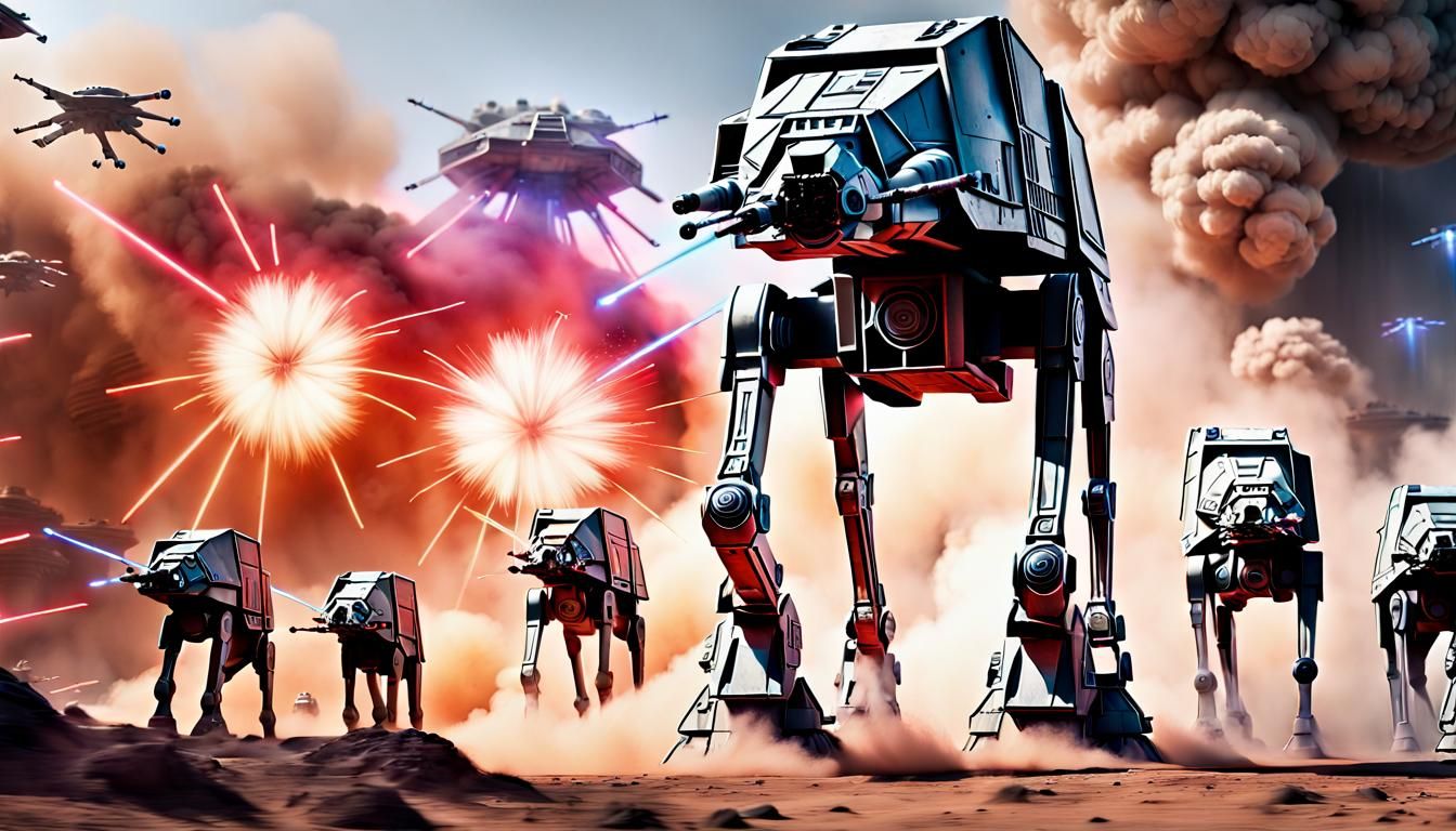 AT-AT Walker in a Clone Wars Battle