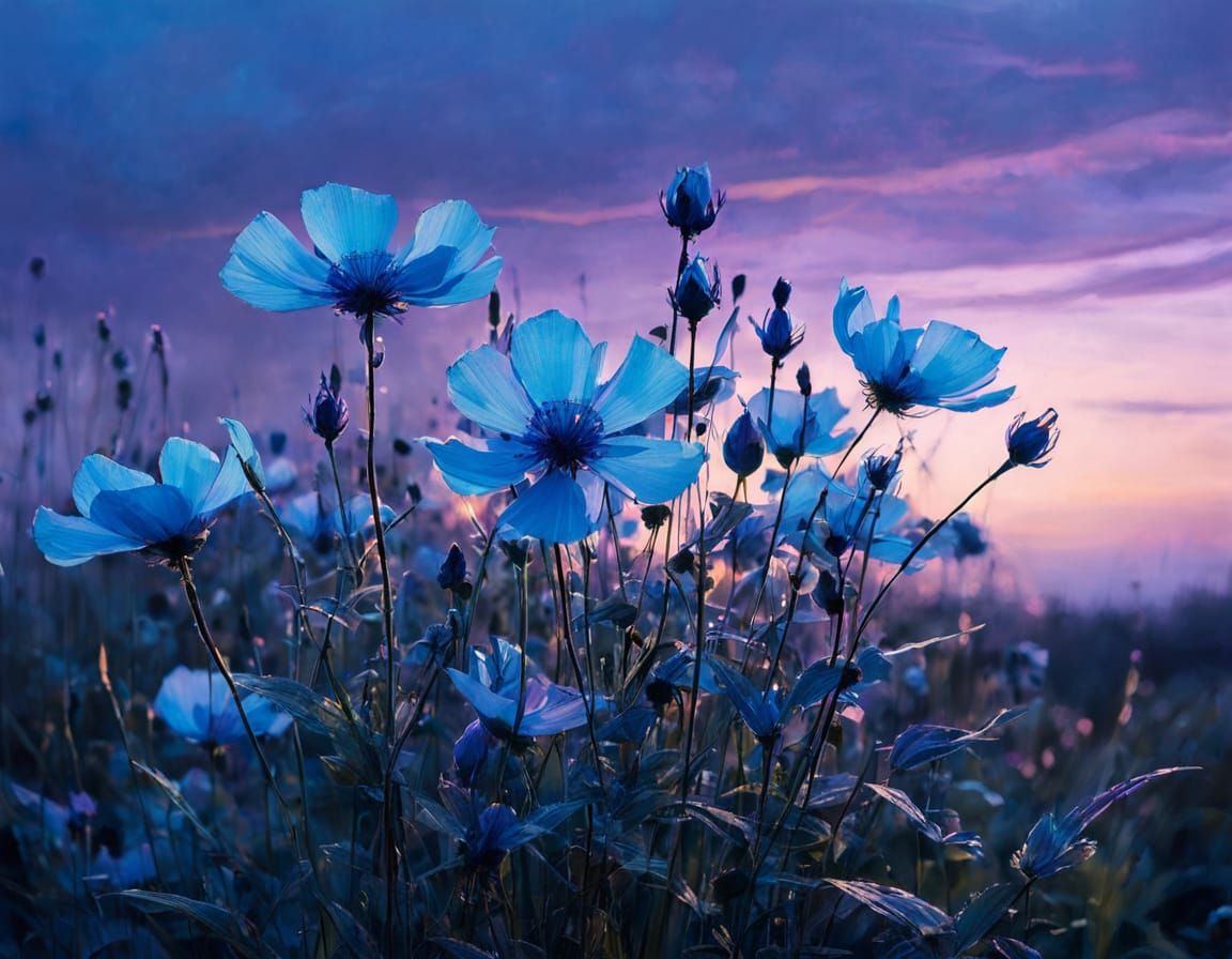 Whispering Blue Blooms in Soft Twilight