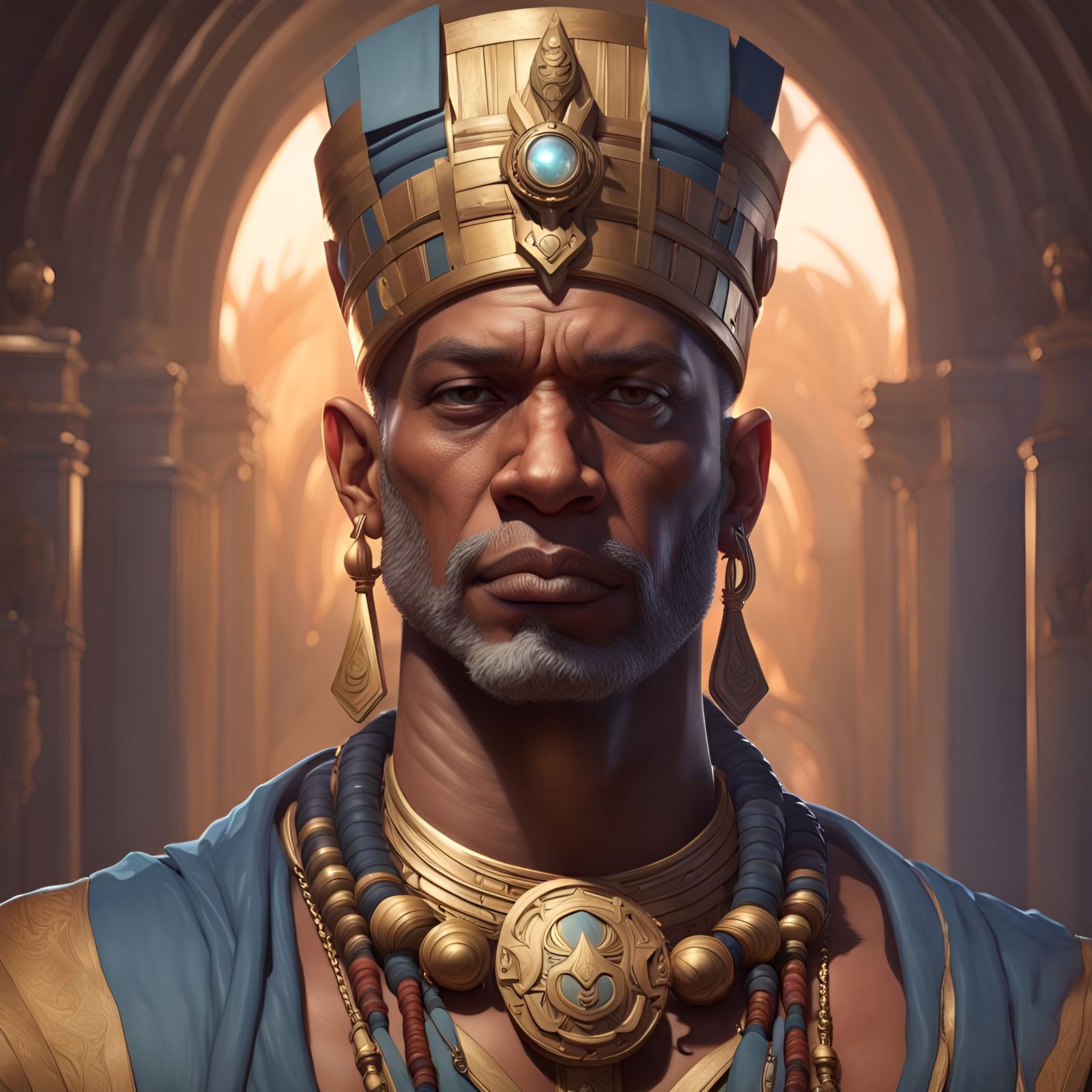 King Imhotep Portrait in Digital Art Style