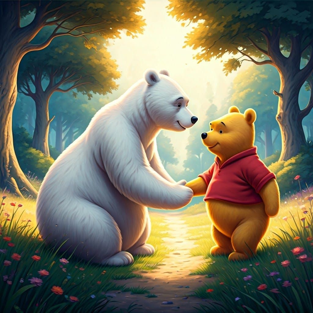 Pooh Bear Welcomes Elizabeth in Hundred Acre Wood