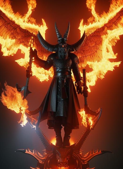 Ominous Baphomet Surrounded by Knights Templar