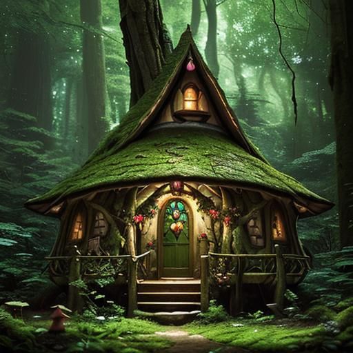 Enchanted in the heart of the woods, a whimsical fairy cotta...