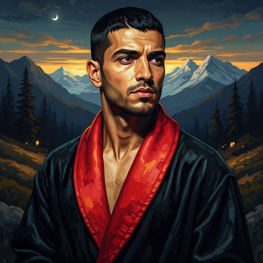 Stunning Portrait of Man in Bathrobe, Impasto Oil Painting